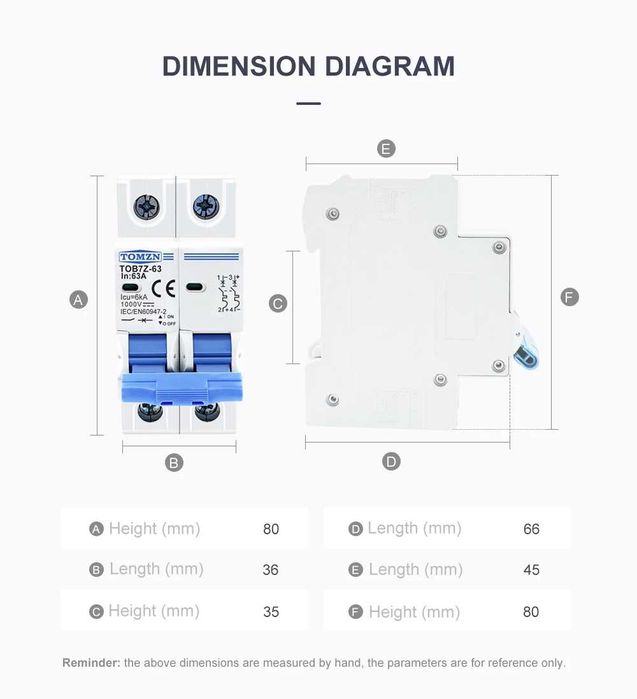 Автоматичний вимикач постійного струму 2P 1000VDC 20A, 25A, 63А.