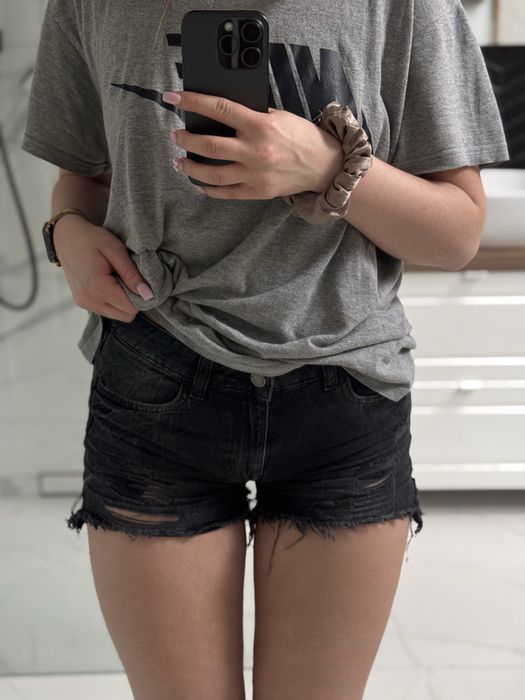Damskie shorty krótkie spodenki jeansowe czarne