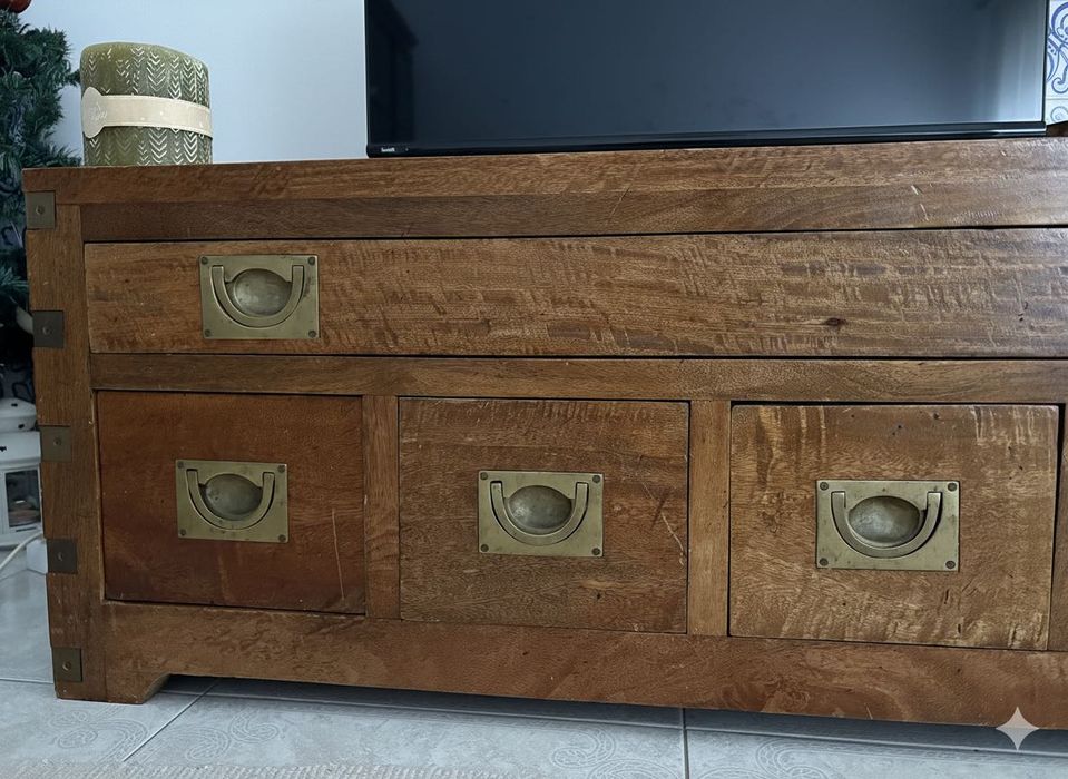 Mesa centro colonial Madeira Maciça - com 4 gavetas