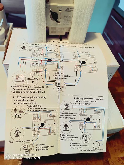 Automatyczny Przełącznik Zasilania 125A 2P Fotowoltaika Sieć Agregat 1 Faza