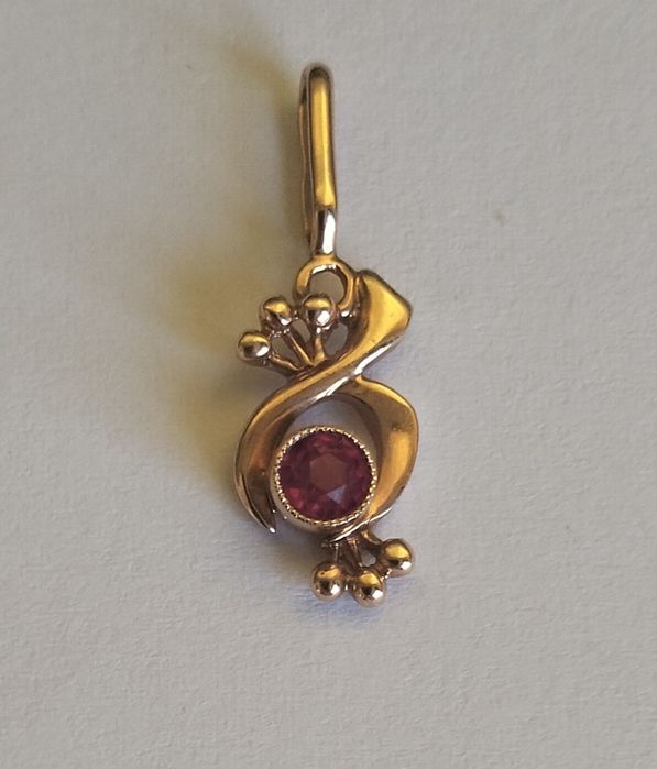Подвеска, кулон с рубином золото 583 пробы СССР