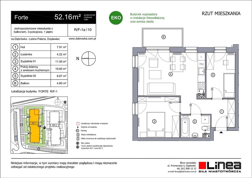 3-pokojowe mieszkanie 52 m² + balkon - Widok 2