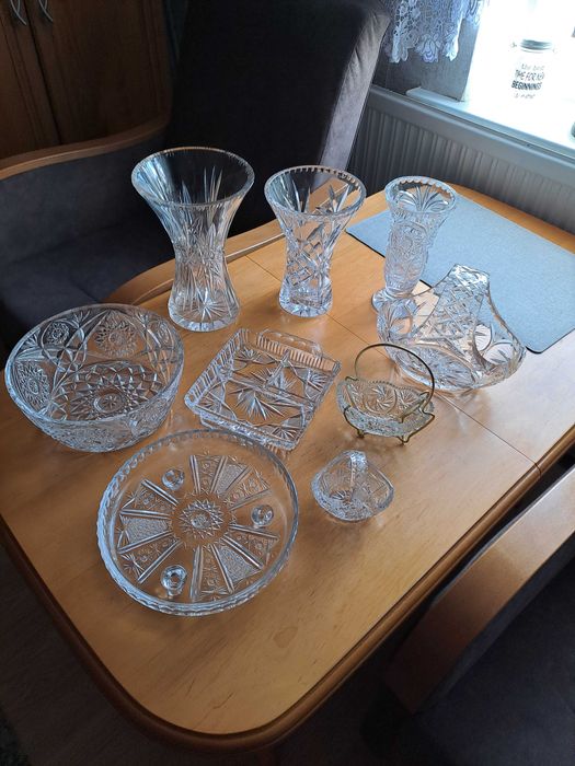 Kryształy stare prl  koszyk  wazon misa