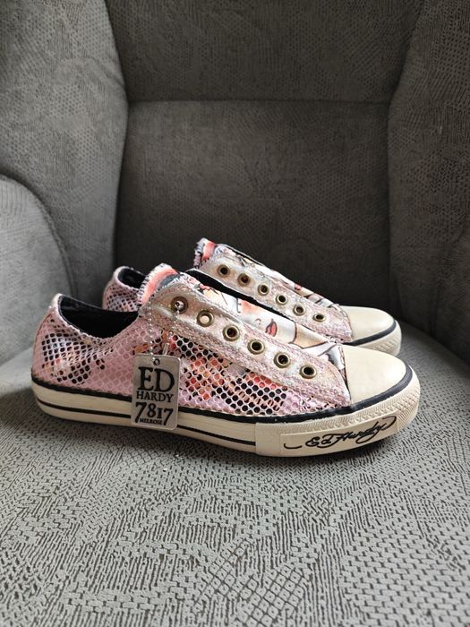 Trampki wsuwane Ed Hardy, rozmiar 38, azjatycki tattoo motyw