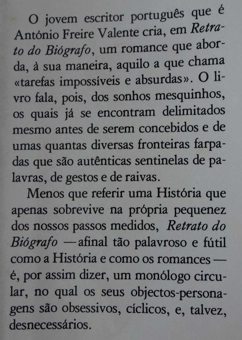 Retrato do Biógrafo de A. Freire Valente - 1º Edição 1982
