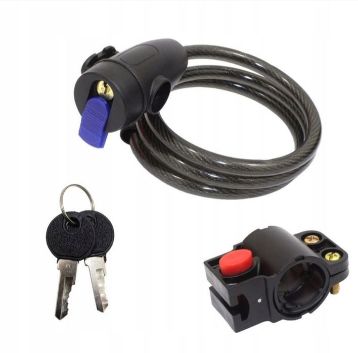 Zapięcie blokada linka na klucz do roweru motocykla czarna 2 Zamknięci