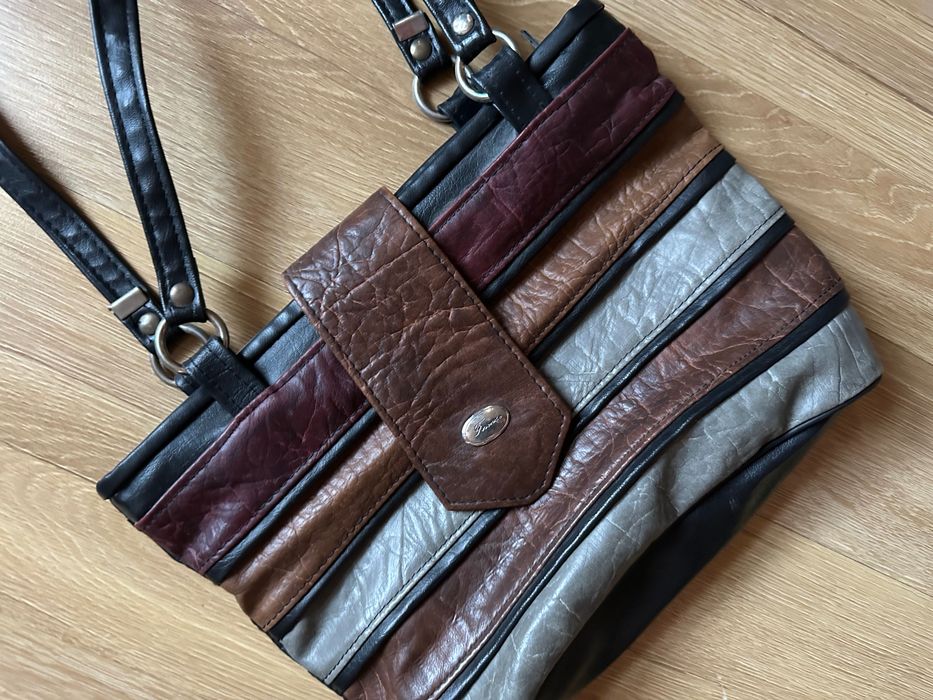 Torebka na długim pasku ze skóry Vintage