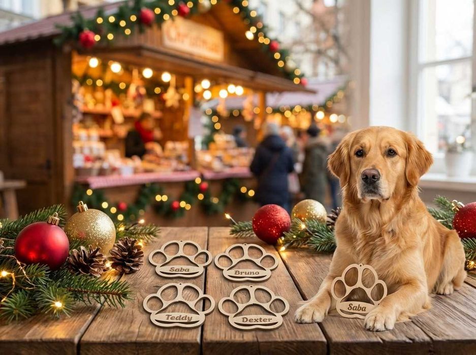 Sierściuchowe łapki, łapki na choinkę zawieszka z łapką kota lub psa