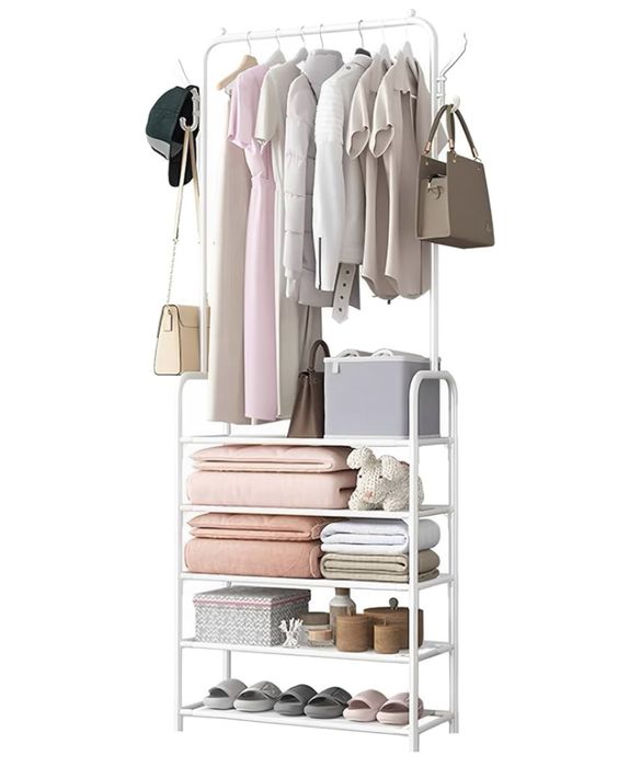 Nowy biały metalowy wieszak na ubrania, regał do przedpokoju!