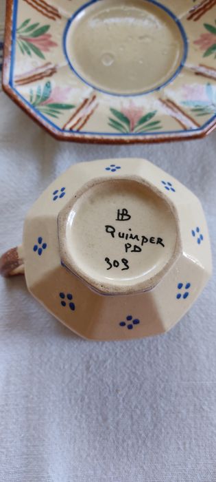 Quimper Fouillen cerâmica francesa assinada