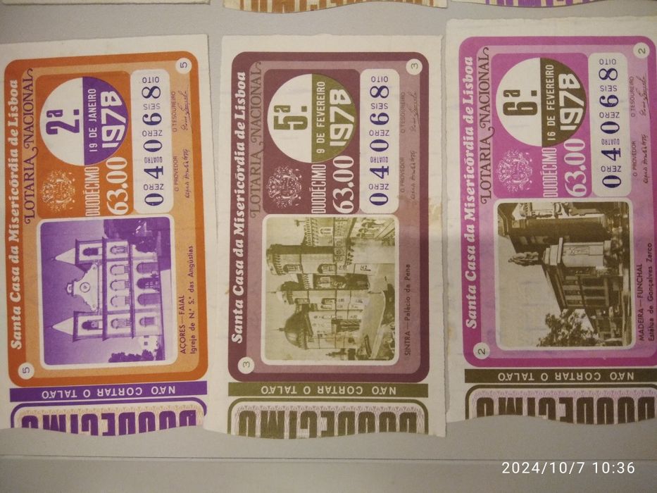 Cautelas de lotaria ano 1977