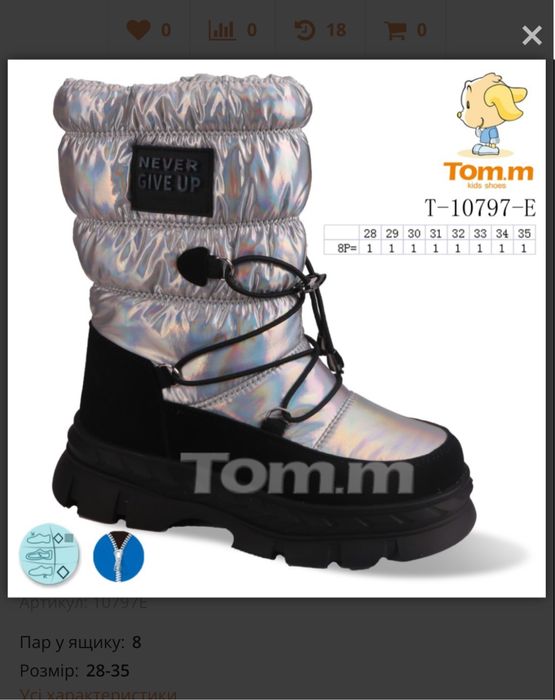 Акція! Ботінки Том.м для дівчинки 28,29,31,33,34