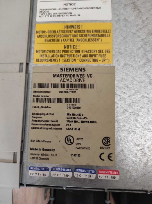 Перетворювач частоти Siemens Masterdrive 6SE7022-7EP60, 6SE7023-8TP60