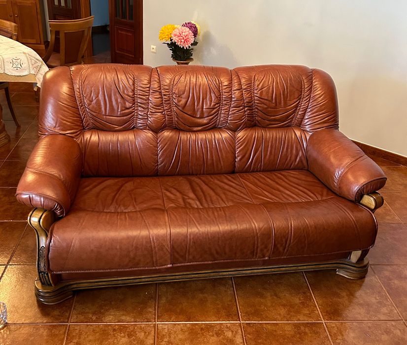 Sofa como novo para sala em pele