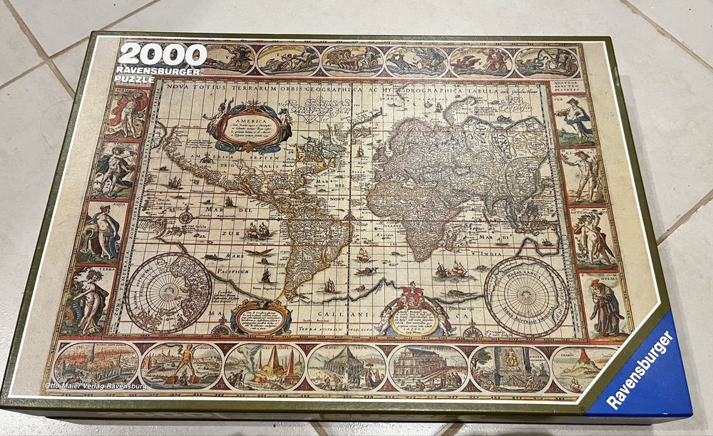 Ravensburger Puzzle "mapa mundo de 1650", 2000 peças, ediçâo 1986