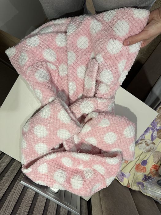 Махровый халат розовый