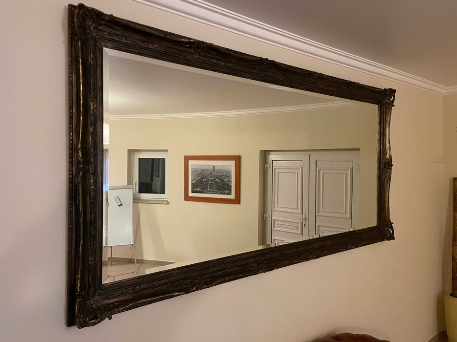 Espelho Grande em Madeira Trabalhada Estilo barroco  13Cm de Perfil