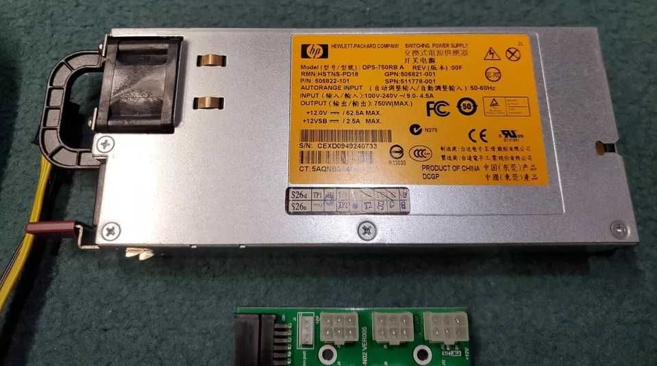 750Вт 12V 62.5A блок живлення HP DPS-750RB HSTNS-PD18 PD29 серверний