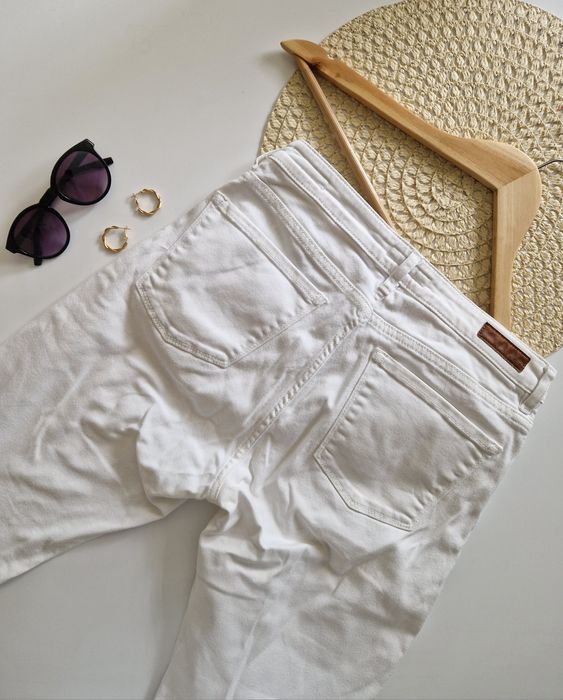 Białe spodnie Opus, 92% bawełny, stylowe,klasyczny, na codzień L 40