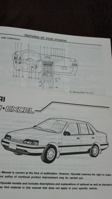 HYUNDAI PONY EXCEL Instrukcja Obslugi Ksiazka 1990
