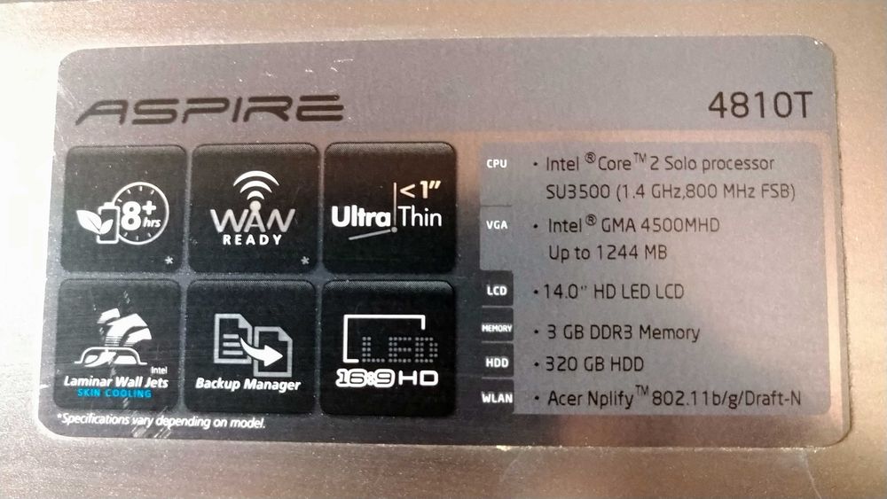 Ноутбук Acer Aspire 4810T (не працює)