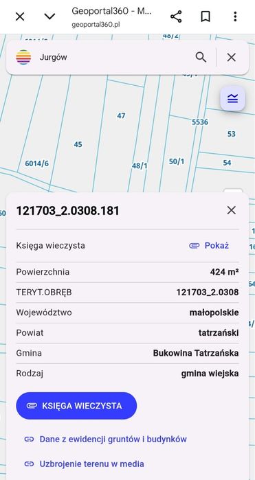Działka rolna z widokiem na Tatry Góry około 5 arów
