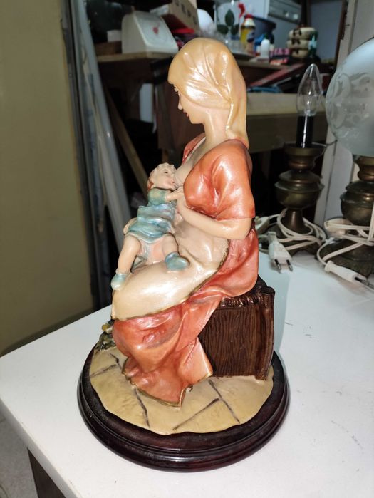 3 Estátuas antiga marfinite - Coleçao mãe com filho ao colo