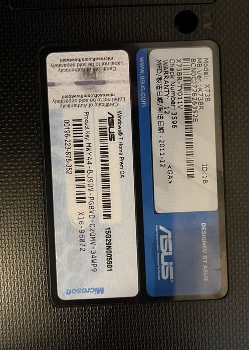 Ноутбук Asus x73b