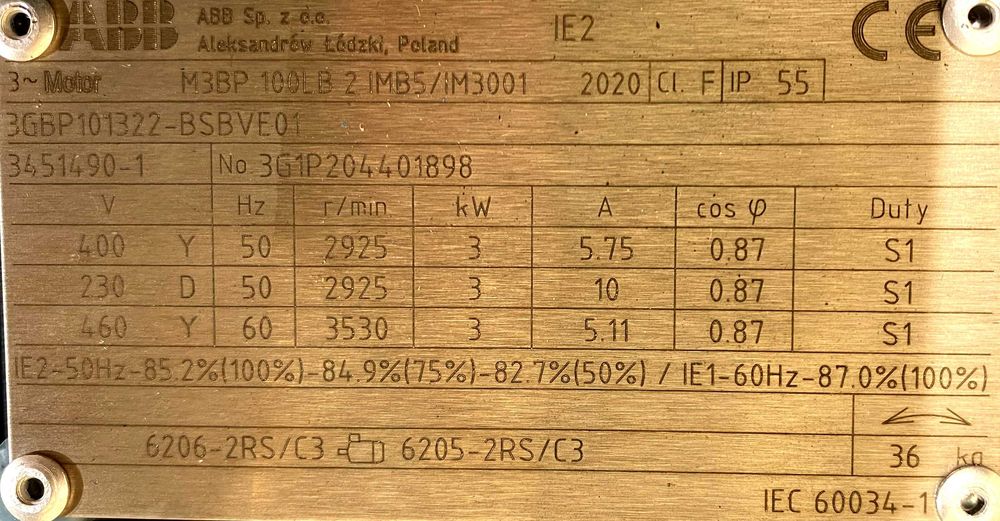 silnik elektryczny 3kW 2925obr. 3fazowy ABB IE2