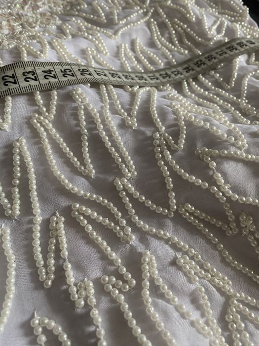 Блузка шовкова біла розшита бісером і паєтками НОВА