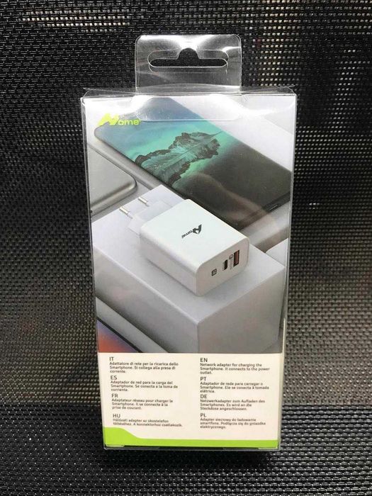 Carregador 20W com 2 entradas (1 USB-C + 1 USB) para iPhone/Samsung/et