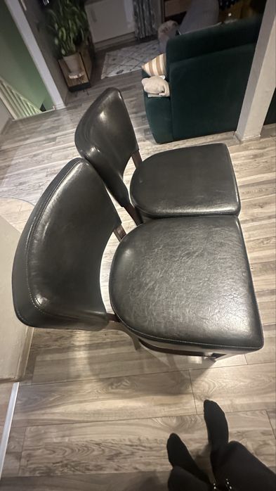 Hokery skórzane brązowe