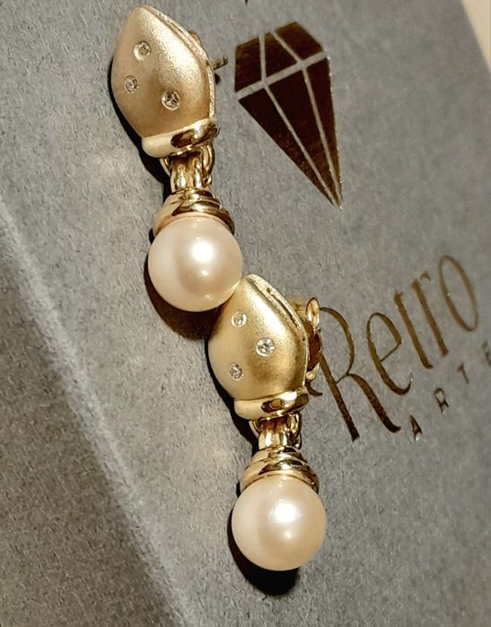 Kolczyki 5.3g Diamenty Złoto 750 Perły WYCENA