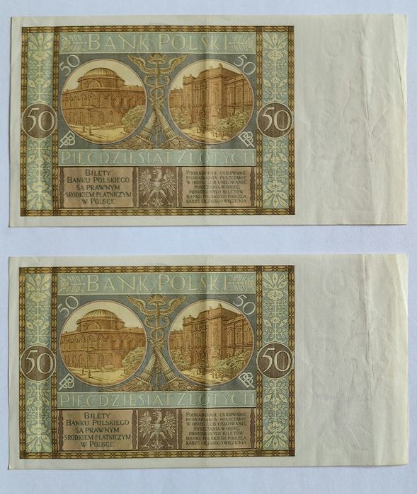 Zestaw 3x 50 zł 1929 + 20 zł 1948 r.