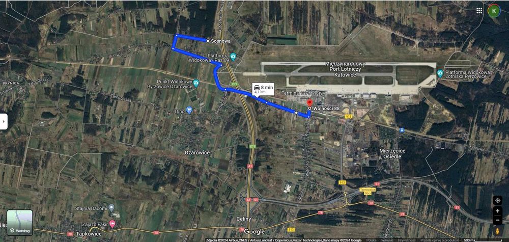 Działka 5452 m2 ul. Sosnowa Ożarowice przy lotnisku Katowice Pyrzowice