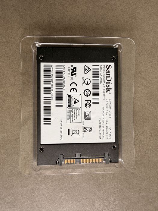 Dysk SSD 240GB model SDSSD 2,5 SSD Drive