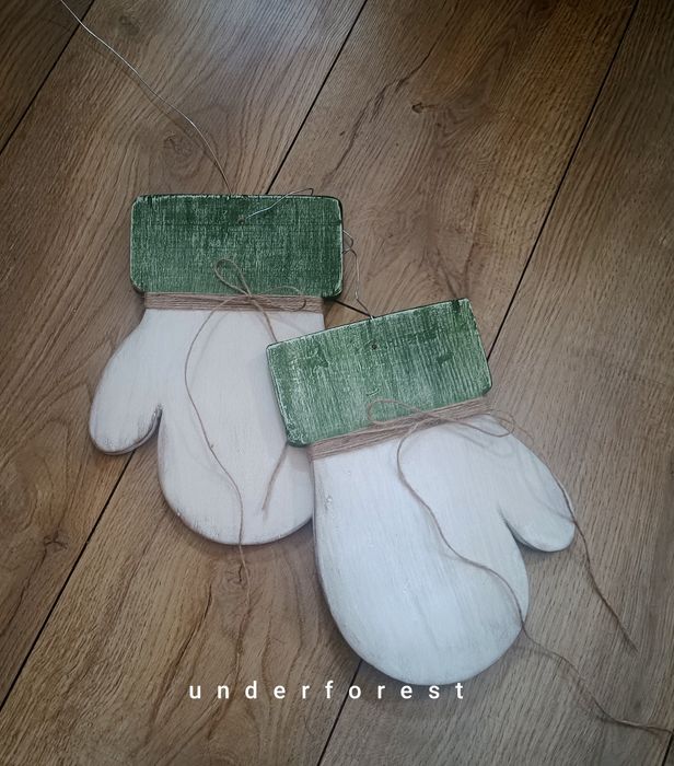 Drewniane rękawiczki dekoracja świąteczna