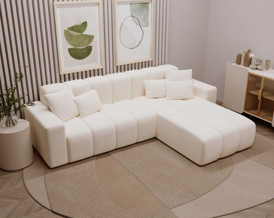 Narożnik nierozkładany do salonu w kształcie L Miral wygodny, miękki