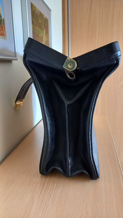 Biglowa skórzana teczka męska, vintage, NRD 1977