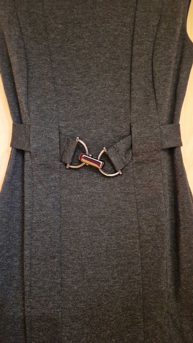 Vestido cinza, cintado, Zara, tamanho S