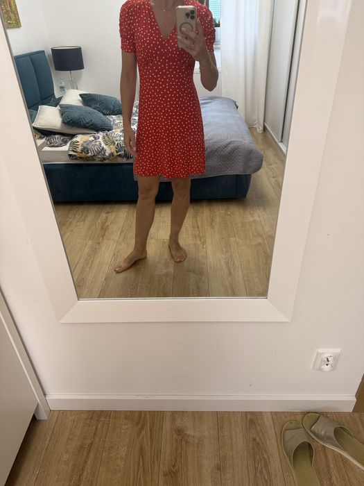 Sukienka w groszki czerwona S M wiskoza Next super stan