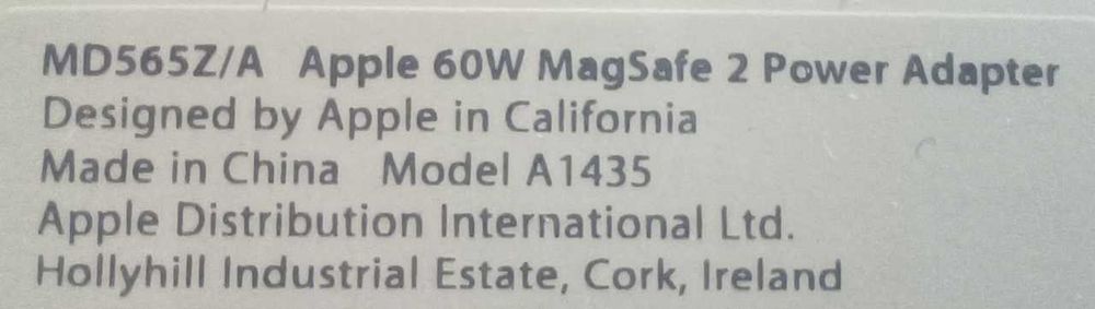 Oryginał Apple zasilacz 60W Magsafe 2 MD565Z/A A1435
