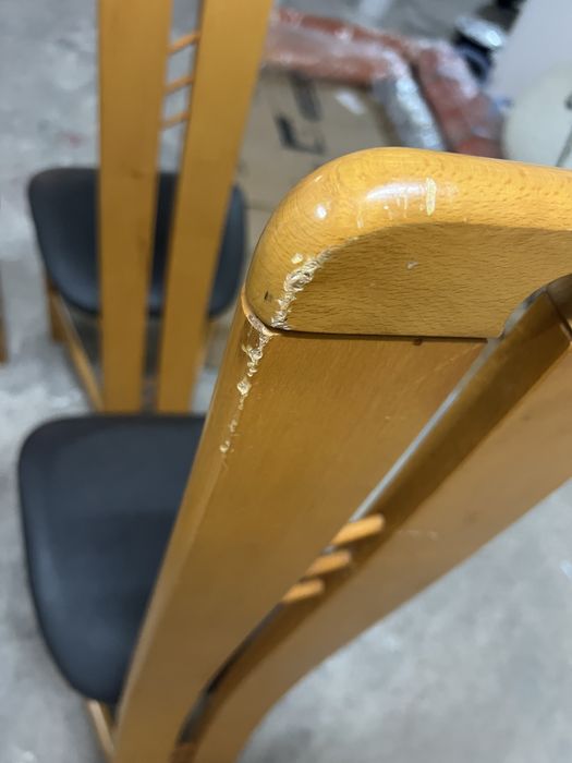 Conjunto de 6 Cadeiras de Sala de Jantar em Madeira e Napa Preta