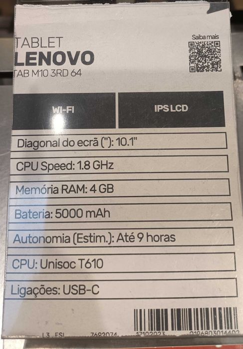 Tablet Lenovo Tab M10 (3rd Gen) - nunca usado