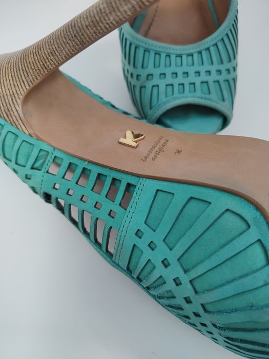 KAZAR turkusowe Szpilki Ażurowe LATO r. 36