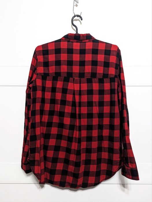 Czerwono-czarna koszula w kratę H&M, rozmiar 38.
