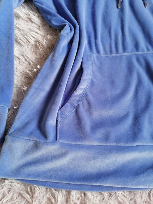 Wiosenna bluza damska błękitna welurowa kaptur ML