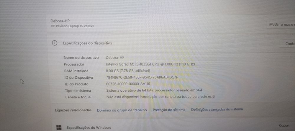 Portátil Hp I5 peças
