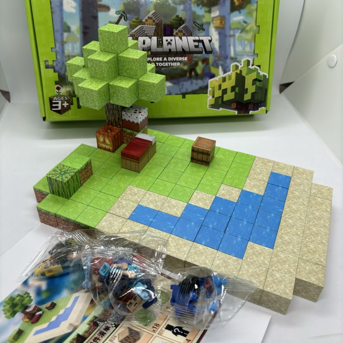 Конструктор магнітний 128+4шт Minecraft майнкрафт пляж вода кубик