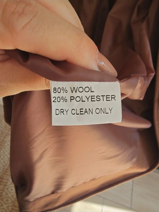 Płaszcz wełniany 42 klasyczny litera A rozszerzany brązowy